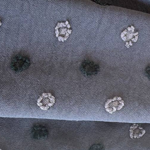 Elegant fancy cotton jacquard fabric in a deep lilac grey shade with a subtle woven texture.