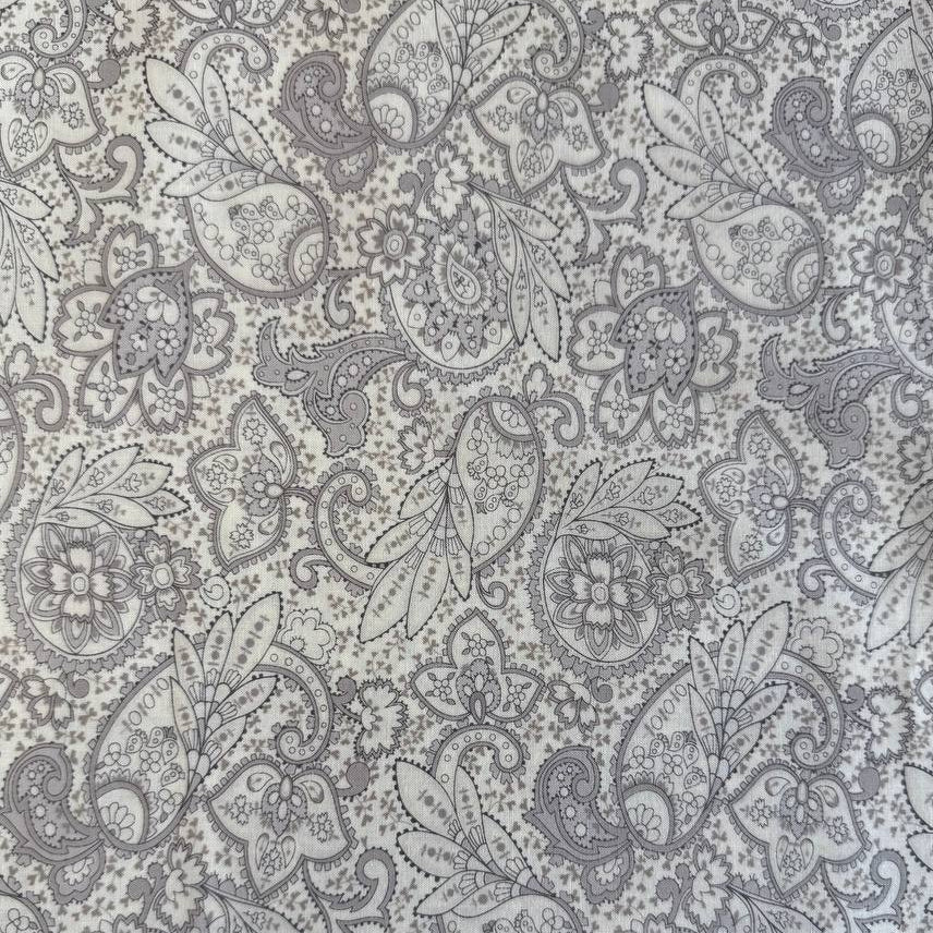 gray paisley floral fabric pattern for sewing and home decor – Sasha’s Atelier Canada