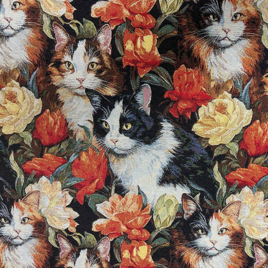 Cats & Floral Tapestry Home Decor Fabric Sasha's Atelier/Canada