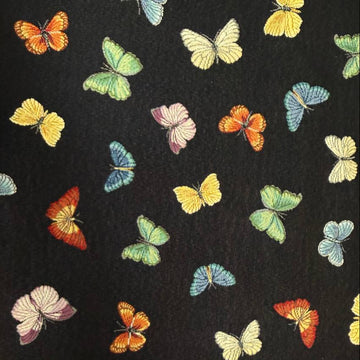 Colorful butterfly tapestry upholstery fabric on black background – Sasha’s Atelier Canada