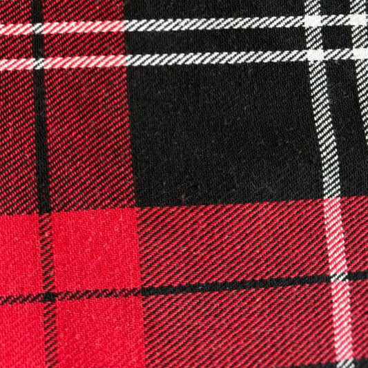 Red and black plaid fabric close-up tartan pattern textile