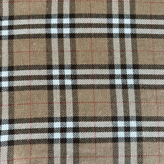 Beige brown plaid yarn dyed fabric drape texture