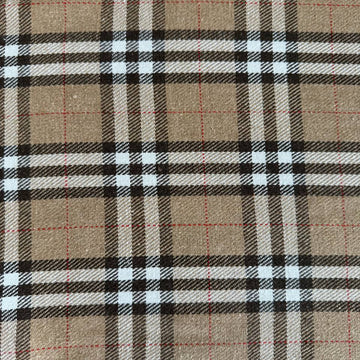 Beige brown plaid yarn dyed fabric drape texture
