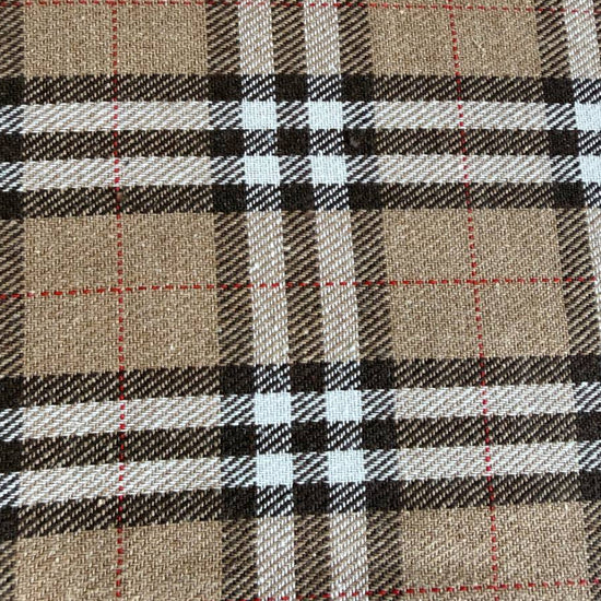 Beige brown plaid yarn dyed fabric drape texture