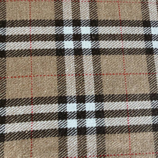 Beige brown plaid yarn dyed fabric drape texture