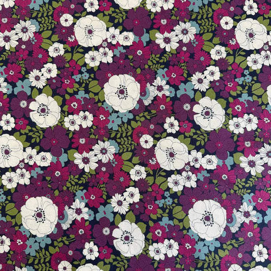 Chelsea Garden Midnight floral quilting cotton fabric by Moda folded fabric stack