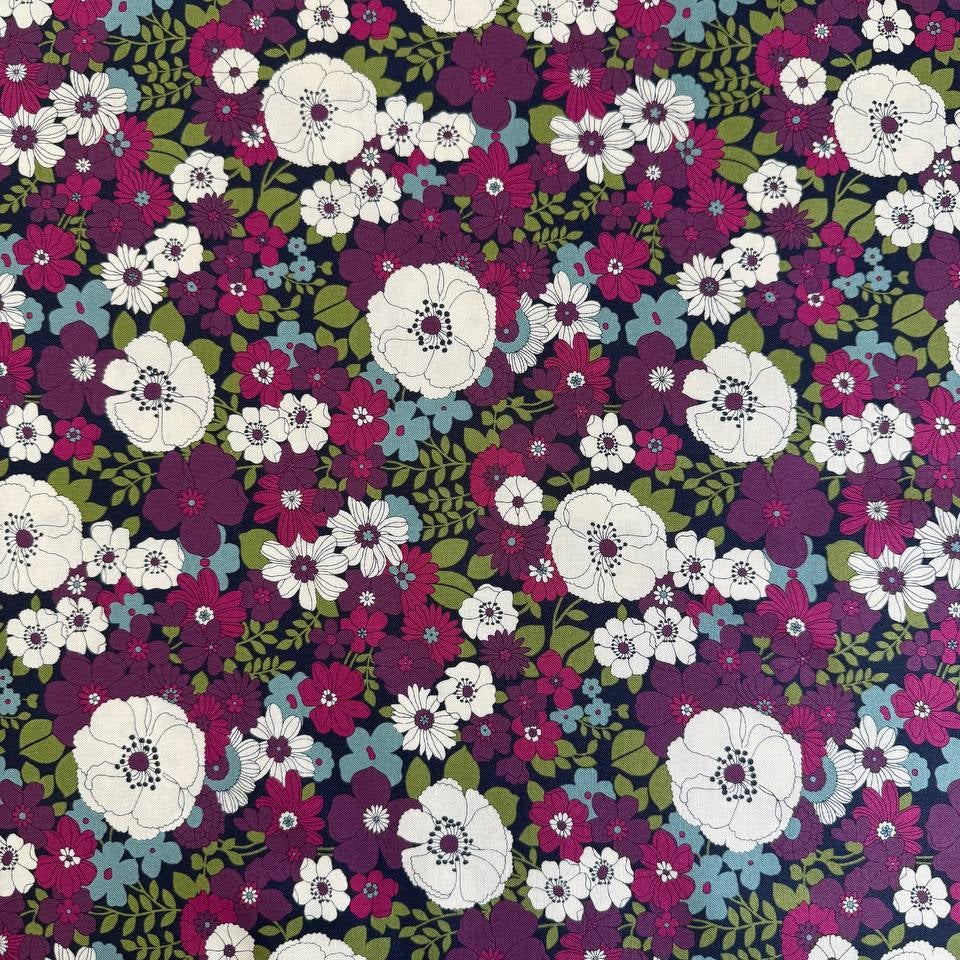Chelsea Garden Midnight floral quilting cotton fabric by Moda folded fabric stack