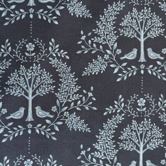 Family Tree cotton quilting fabric Night Sky by Deb Strain for Moda with botanical tree and birds pattern on dark blue background