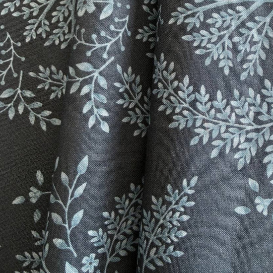 Family Tree cotton quilting fabric Night Sky by Deb Strain for Moda with botanical tree and birds pattern on dark blue background