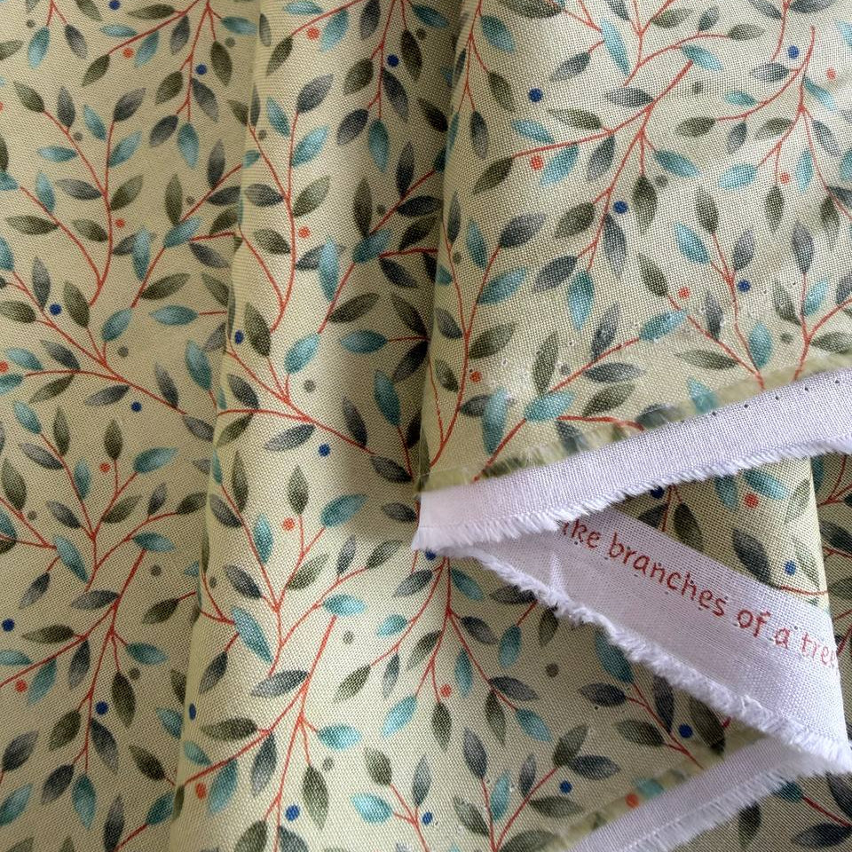 Family Tree eucalyptus cotton fabric Moda Deb Strain green leaf quilting fabric