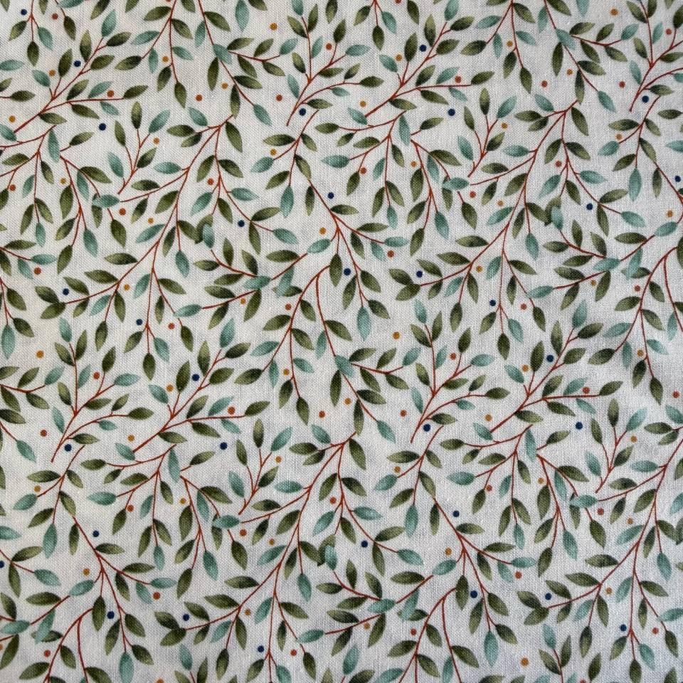 Family Tree warm white cotton fabric Moda Deb Strain leaf quilting fabric