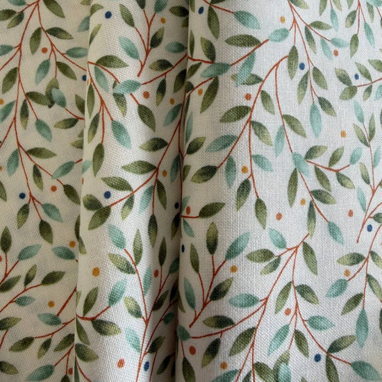 Family Tree warm white cotton fabric Moda Deb Strain leaf quilting fabric