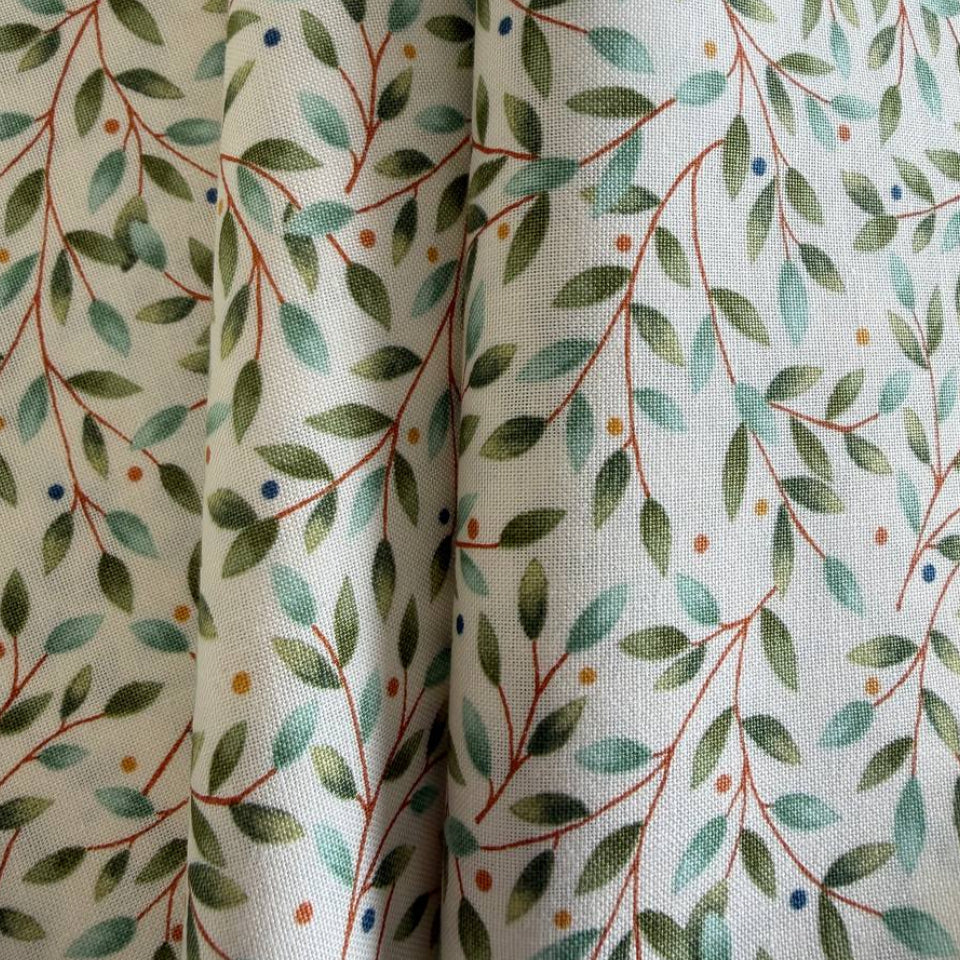 Family Tree warm white cotton fabric Moda Deb Strain leaf quilting fabric