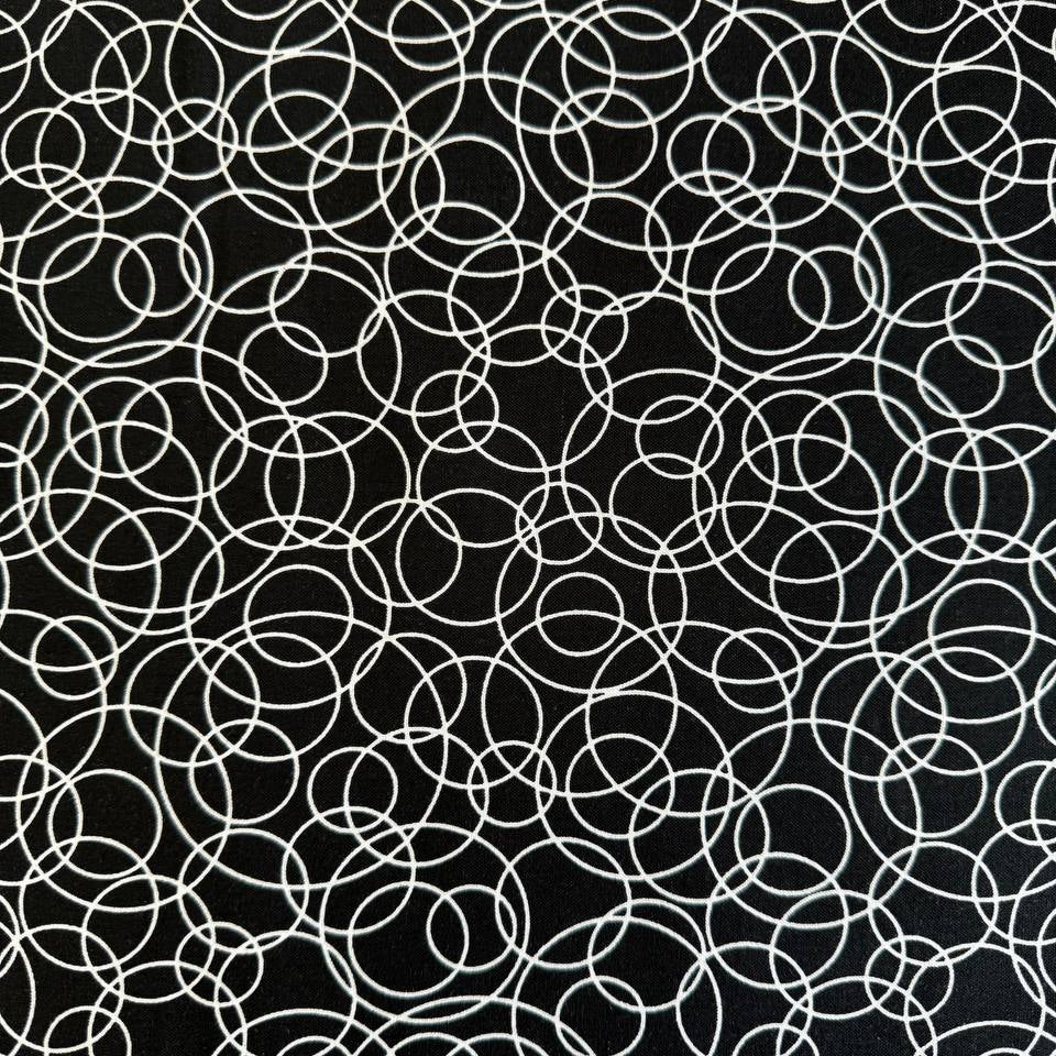 black and white quilting cotton fabric abstract negative pattern