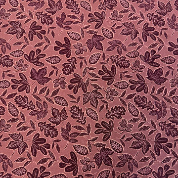 Dusty rose quilting cotton featuring an allover leaf print from Moda Fabrics' Foraged, Found & Hand Me Down collection.
