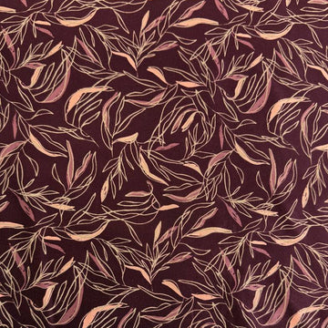 Deep plum quilting cotton featuring delicate scattered leaf silhouettes in mauve and blush tones from the Foraged, Found & Hand Me Down collection by Fancy That Design House for Moda Fabrics.
