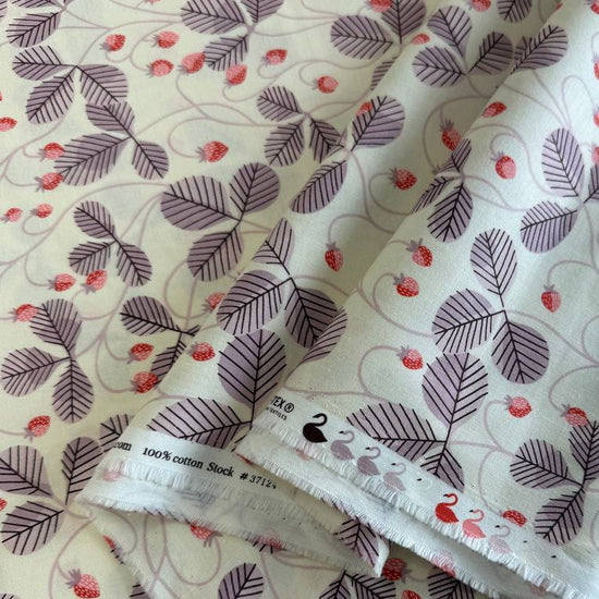 Love Letter Wild Strawberry Vines quilting cotton fabric in Eggshell by Lizzy House for Moda Fabrics.