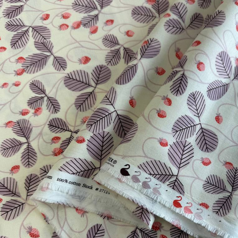 Love Letter Wild Strawberry Vines quilting cotton fabric in Eggshell by Lizzy House for Moda Fabrics.