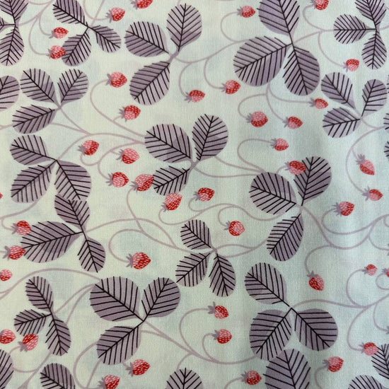 Love Letter Wild Strawberry Vines quilting cotton fabric in Eggshell by Lizzy House for Moda Fabrics.