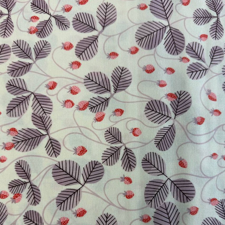 Love Letter Wild Strawberry Vines quilting cotton fabric in Eggshell by Lizzy House for Moda Fabrics.