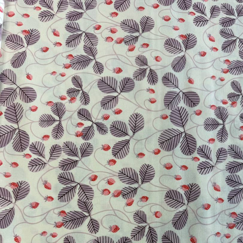 Love Letter Wild Strawberry Vines quilting cotton fabric in Eggshell by Lizzy House for Moda Fabrics.