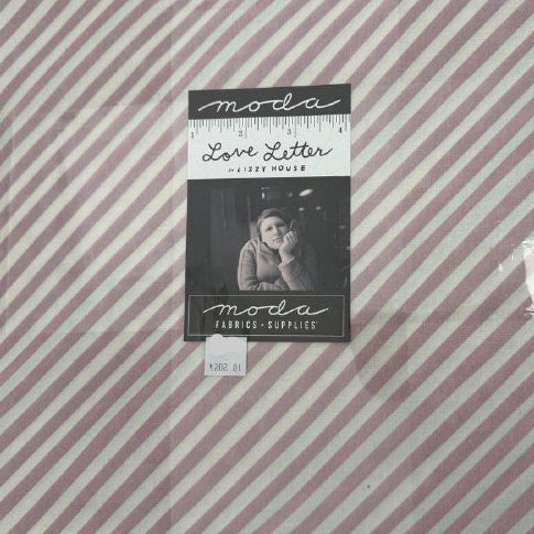 Love Letters Layer Cake quilting fabric bundle by Moda Fabrics with pink diagonal stripe pattern
