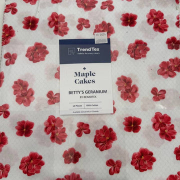 Bettys Geranium Maple Cakes fabric bundle by Benartex red floral quilting cotton precut squares