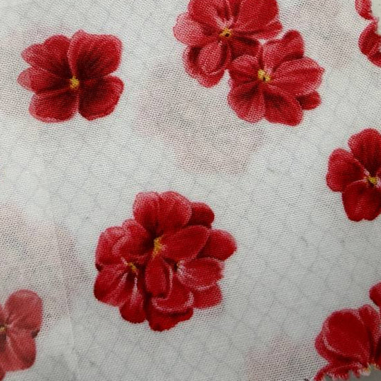 Bettys Geranium Maple Cakes fabric bundle by Benartex red floral quilting cotton precut squares