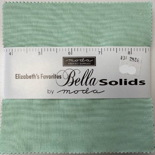 Bella Solids Charm Pack by Moda Fabrics with solid pastel quilting cotton squares
