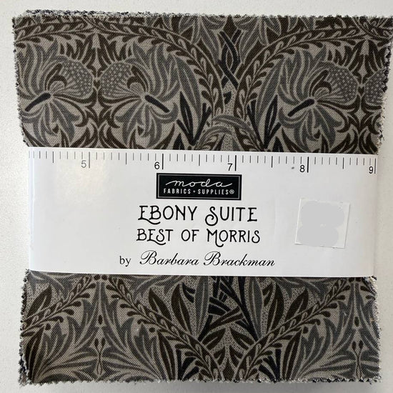 Ebony Suite Best of Morris charm pack Moda Fabrics black floral quilting cotton 5 inch squares