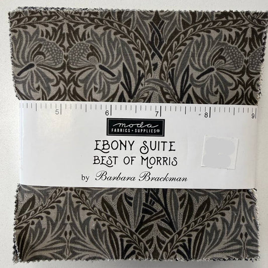 Ebony Suite Best of Morris charm pack Moda Fabrics black floral quilting cotton 5 inch squares