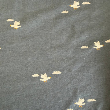 Cotton Jersey Bird Print – Blue Grey
