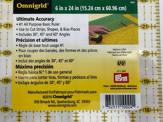 Omnigrid Quilting Ruler 6" x 24"