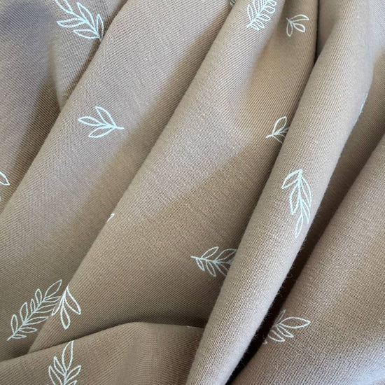 Beige quilted cotton jersey fabric 95 cotton 5 spandex