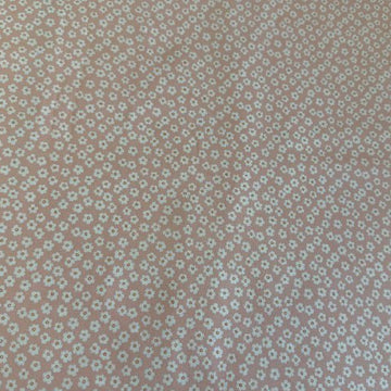 Cream cotton fabric with peach floral print and green leaves, quilting cotton by Moda Potted collection