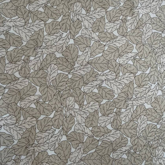 Cream cotton fabric with delicate leaf print pattern