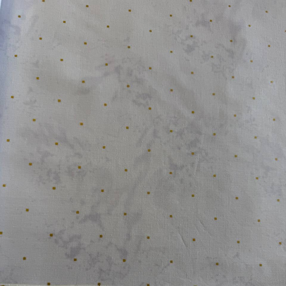 White cotton fabric with small metallic gold dots, Flirtation collection by Zen Chic for Moda