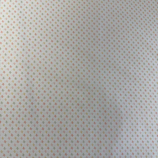 Flower Girl cotton fabric by Sew Quilty Life with small pastel leaf sprigs on cream background
