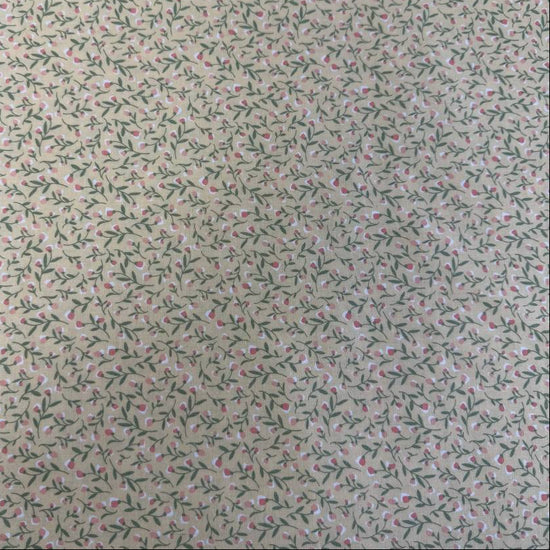 Yellow floral cotton fabric with small pink flowers and green vines, Flower Girl collection by My Sew Quilty Life for Moda.
