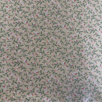 Yellow floral cotton fabric with small pink flowers and green vines, Flower Girl collection by My Sew Quilty Life for Moda.
