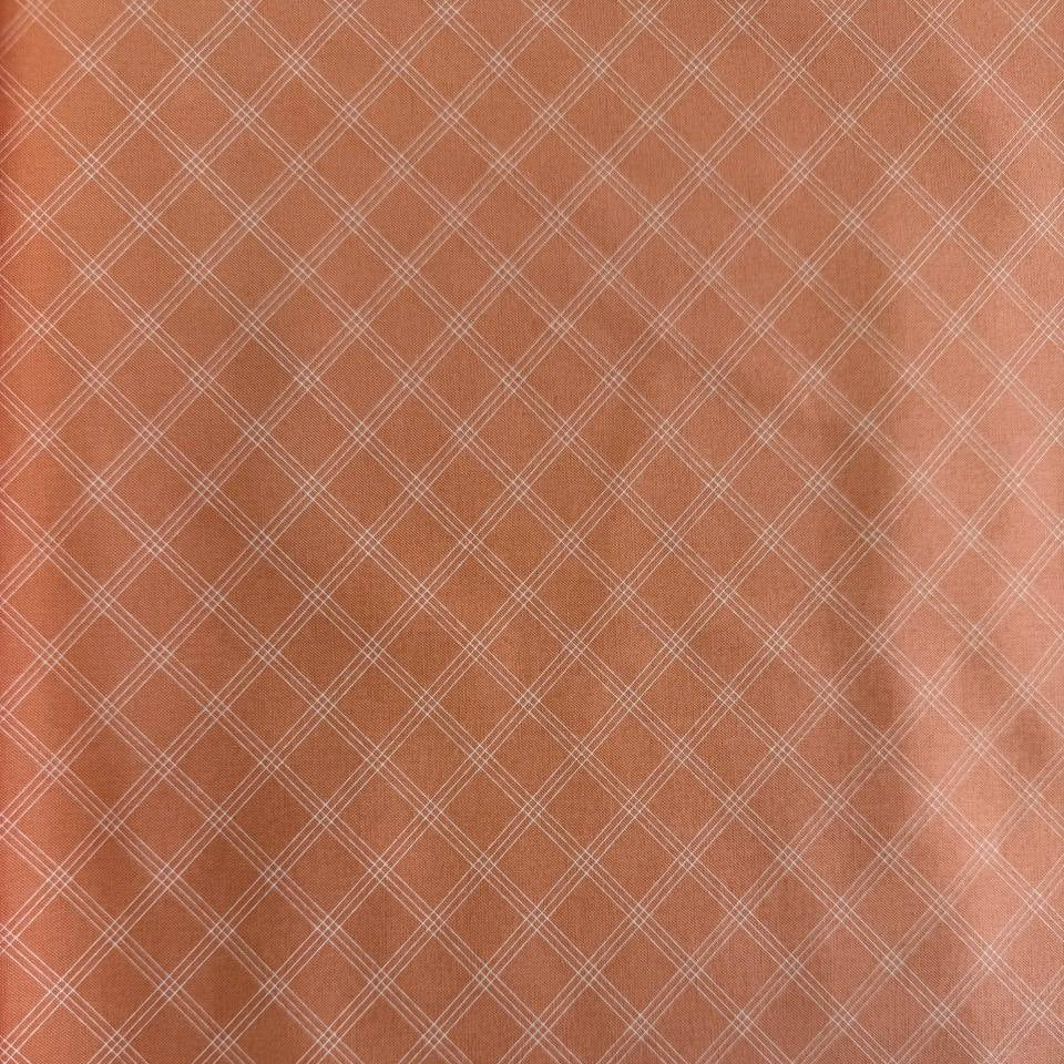 Peach cotton quilting fabric with white plaid lines from Flower Girl collection by My Sew Quilty Life for Moda