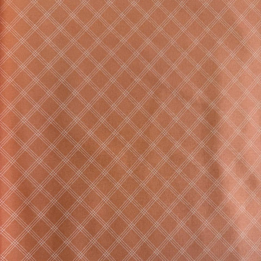 Peach cotton quilting fabric with white plaid lines from Flower Girl collection by My Sew Quilty Life for Moda