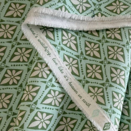 Moda Tango by Kate Spain Sky 527336-22 green geometric floral quilting cotton fabric