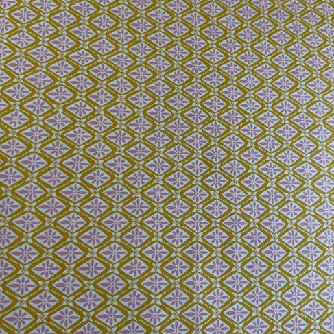 Yellow and pink geometric floral cotton fabric Tango by Kate Spain for Moda Sunshine 527336-17