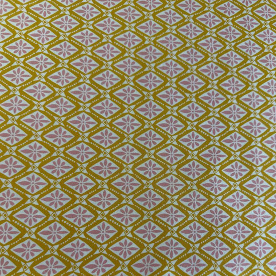 Yellow and pink geometric floral cotton fabric Tango by Kate Spain for Moda Sunshine 527336-17