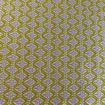 Yellow and pink geometric floral cotton fabric Tango by Kate Spain for Moda Sunshine 527336-17