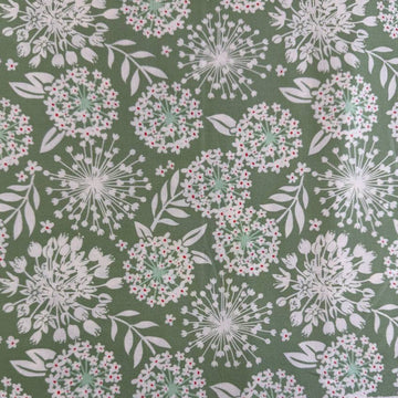 Sage green cotton fabric with white floral print Tango by Kate Spain Moda 527332-20