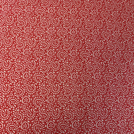 Red geometric cotton fabric Tango by Kate Spain Moda tangerine print