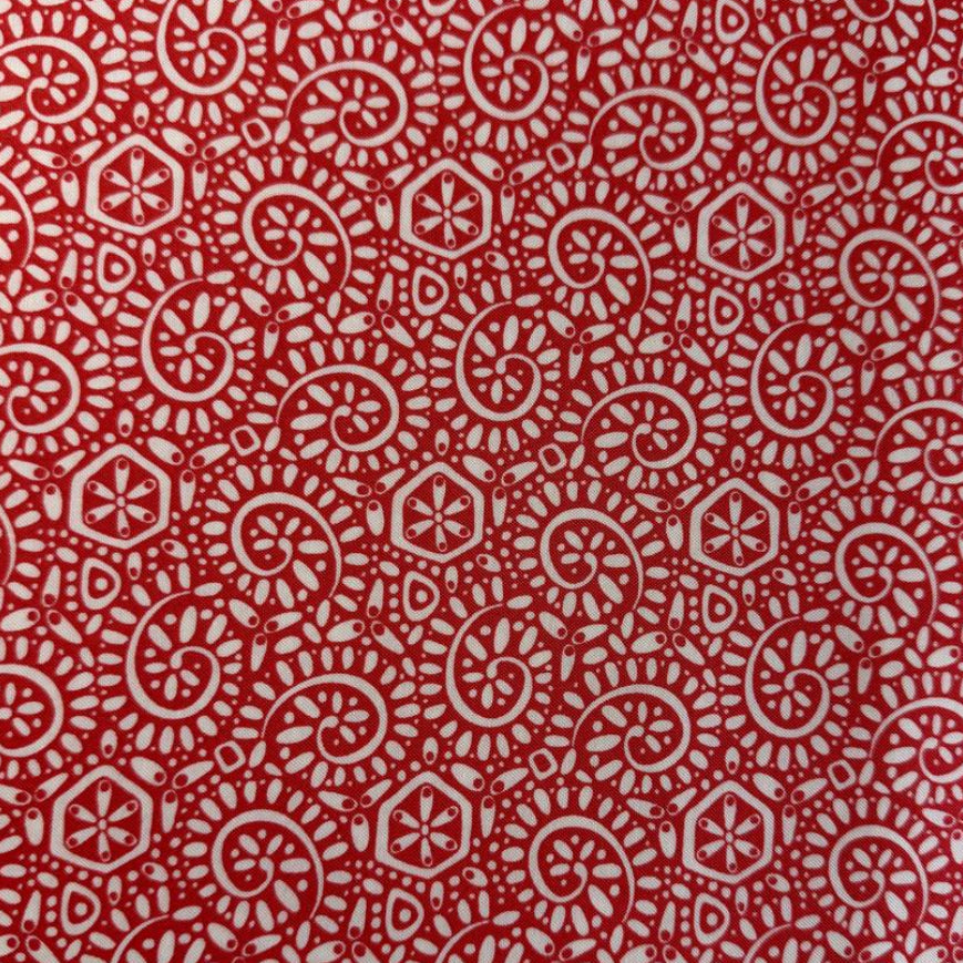 Red geometric cotton fabric Tango by Kate Spain Moda tangerine print