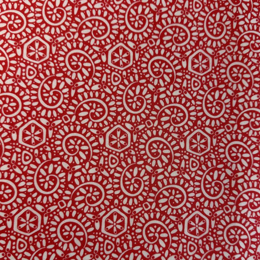 Red geometric cotton fabric Tango by Kate Spain Moda tangerine print